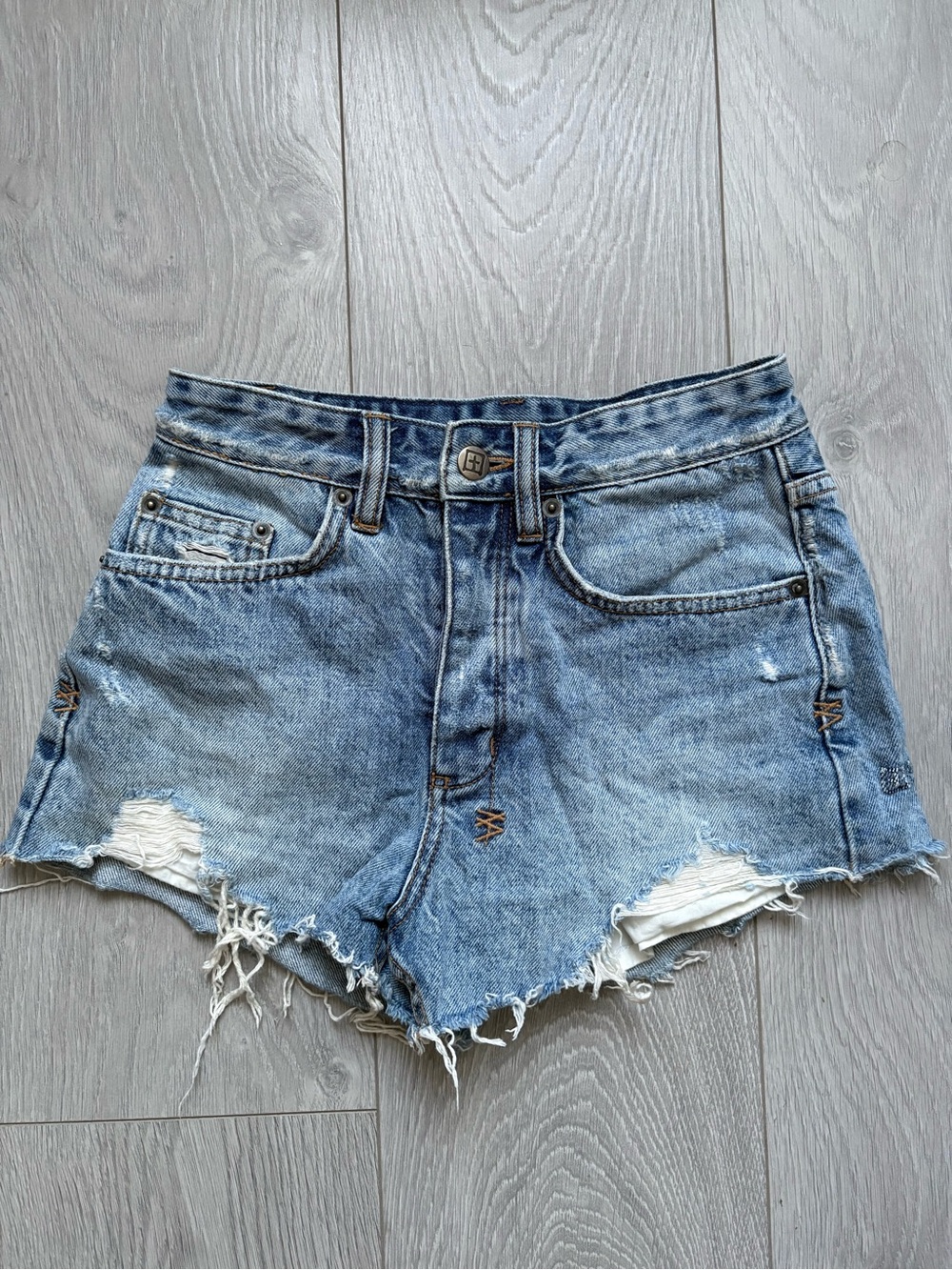 Ksubi Light Blue Cutoff Denim Shorts